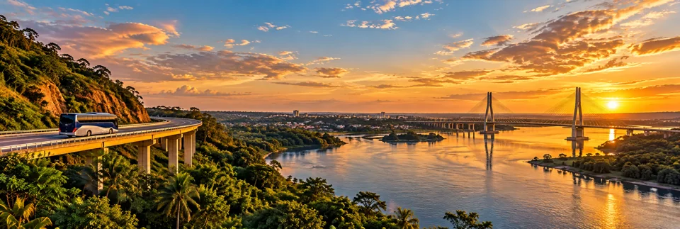 Ilustração panorâmica de viagem rodoviária